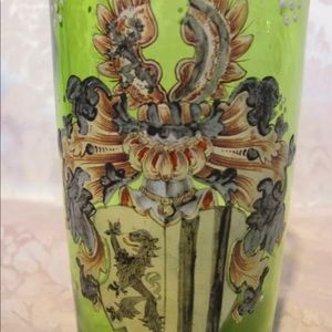 Antique Fritz Heckert Coralene & Enameled Persian